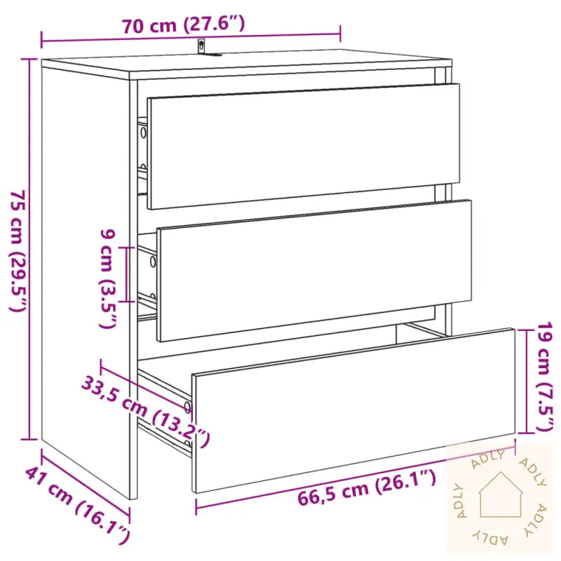 Skjenk Artisan Eik 70X41X75 Cm Konstruert Tre
