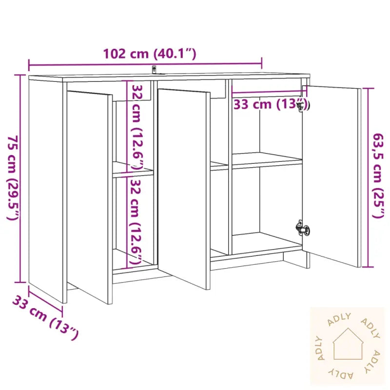 Skjenk Artisan Eik 102X33X75 Cm Konstruert Tre