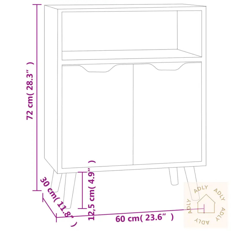 Skjenk Høyglans Hvit 60X30X72 Cm Konstruert Tre
