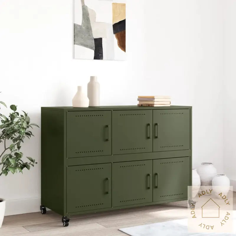 Skjenk Olivengrønn 100,5X39X72 Cm Stål