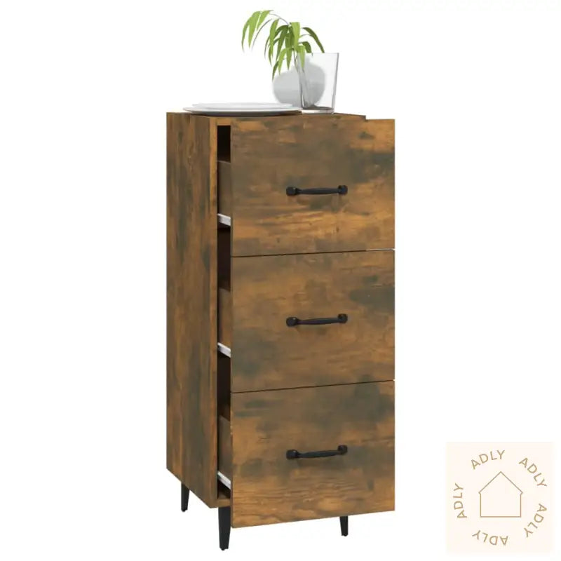 Skjenk Røkt Eik 34,5X34X90 Cm Konstruert Tre