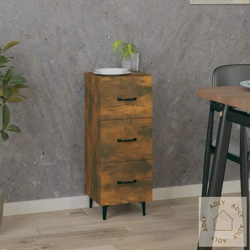 Skjenk Røkt Eik 34,5X34X90 Cm Konstruert Tre