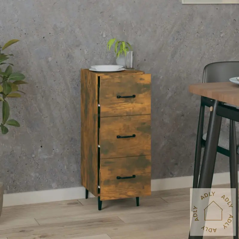 Skjenk Røkt Eik 34,5X34X90 Cm Konstruert Tre