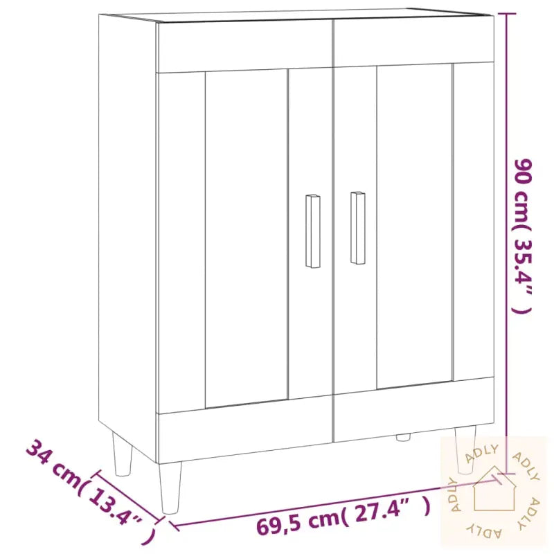 Skjenk Hvit 69,5X34X90 Cm Konstruert Tre