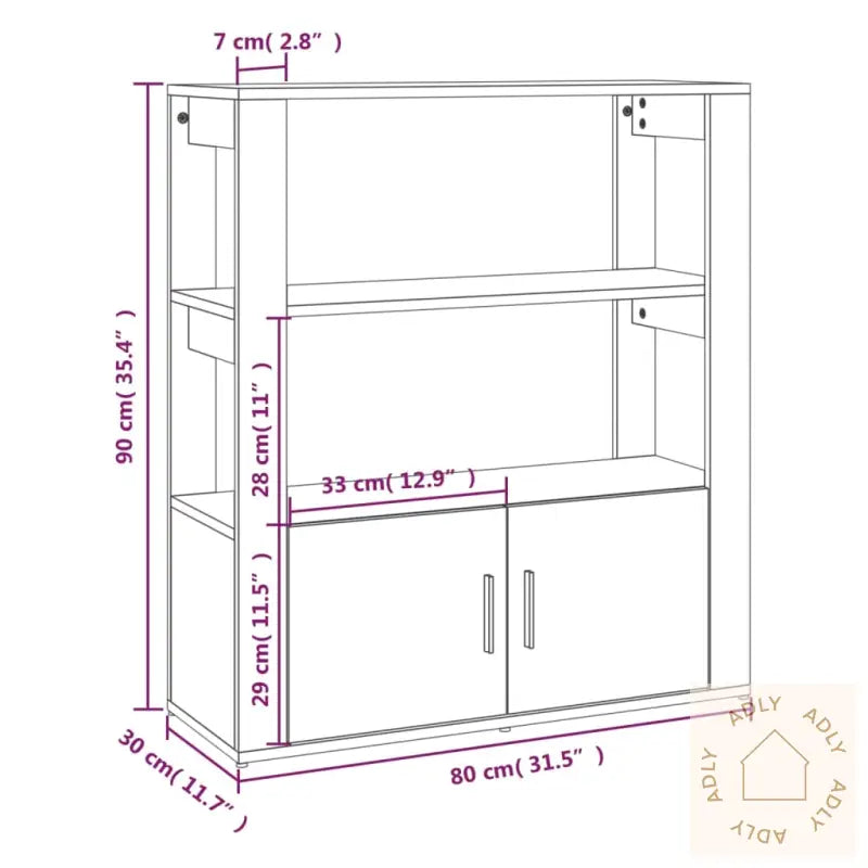 Skjenk Hvit 80X30X90 Cm Konstruert Tre