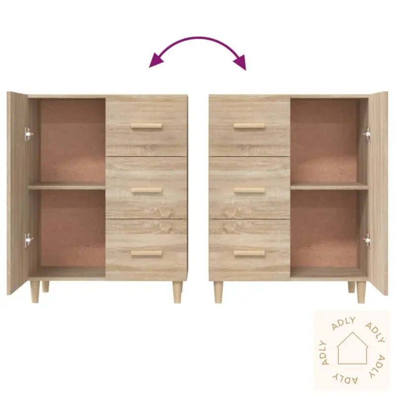 Skjenk Sonoma Eik 69,5X34X90 Cm Konstruert Tre