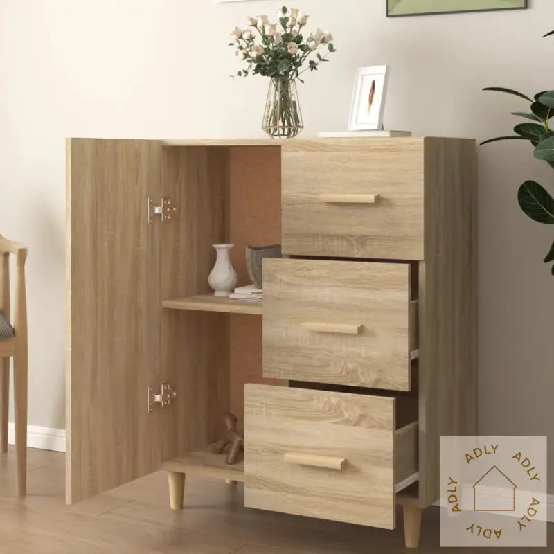 Skjenk Sonoma Eik 69,5X34X90 Cm Konstruert Tre