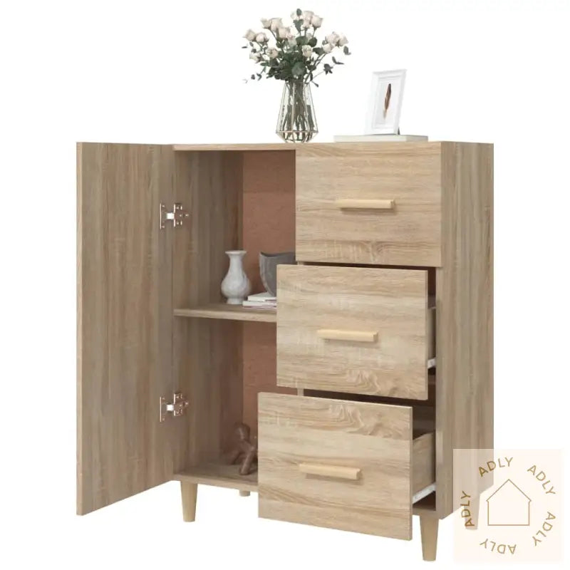 Skjenk Sonoma Eik 69,5X34X90 Cm Konstruert Tre