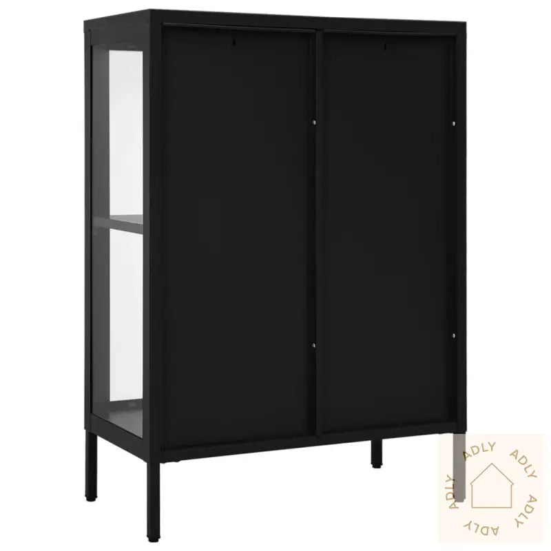 Skjenk Svart 75X35X105 Cm Stål Og Glass