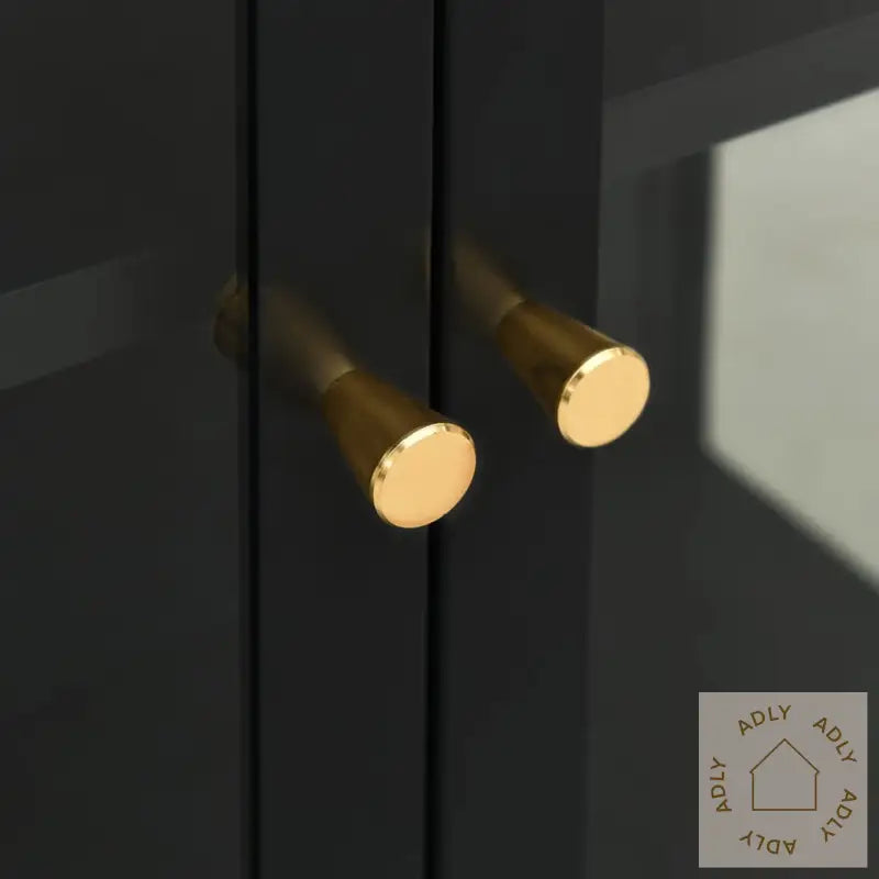 Skjenk Svart 75X35X105 Cm Stål Og Glass