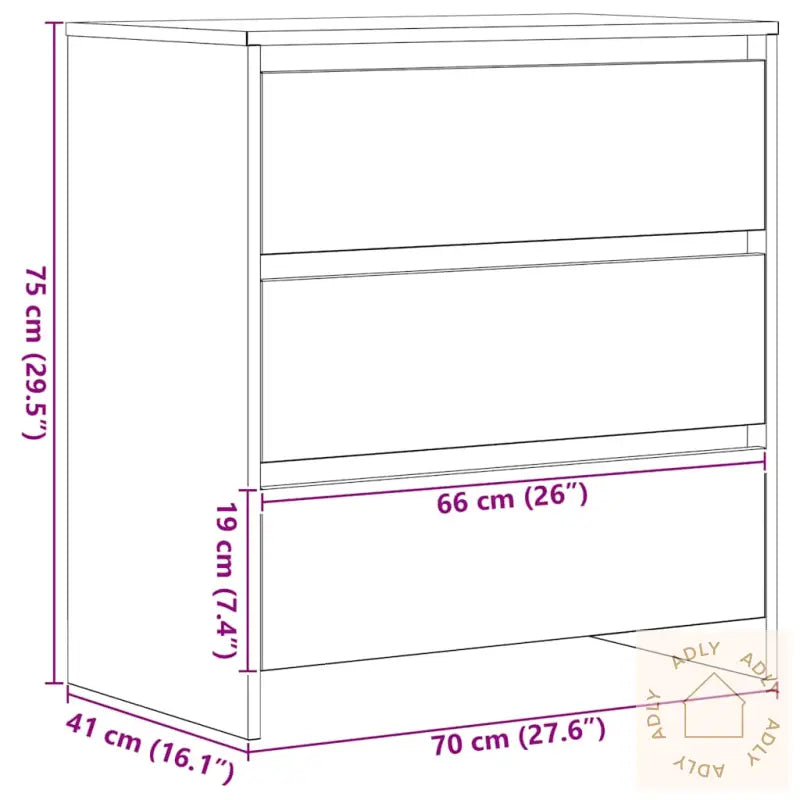 Skjenk Svart Eik 70X41X75 Cm Konstruert Tre