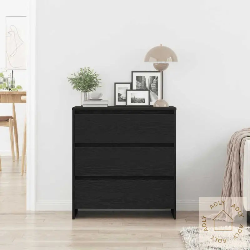 Skjenk Svart Eik 70X41X75 Cm Konstruert Tre