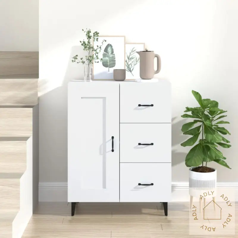 Skjenk Hvit 69,5X34X90 Cm Konstruert Tre