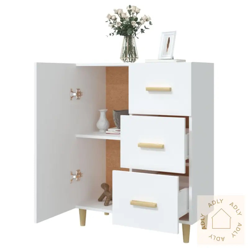 Skjenk Hvit 69,5X34X90 Cm Konstruert Tre