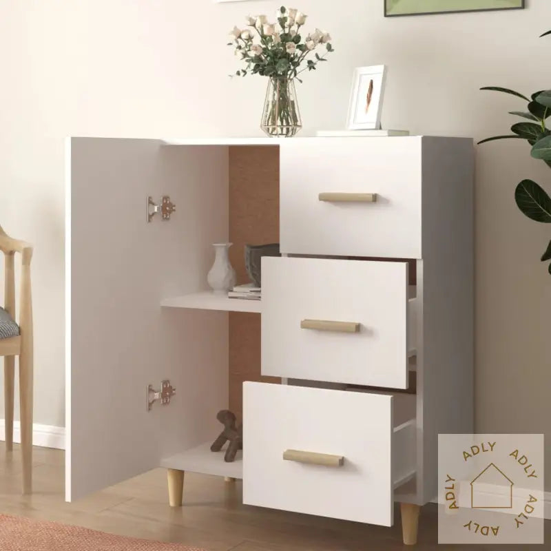 Skjenk Hvit 69,5X34X90 Cm Konstruert Tre