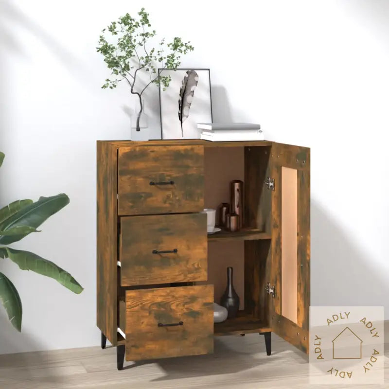 Skjenk Røkt Eik 69,5X34X90 Cm Konstruert Tre