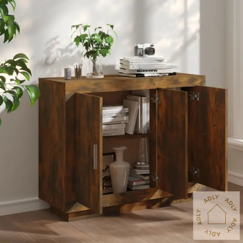 Skjenk Røkt Eik 92X35X75 Cm Konstruert Tre