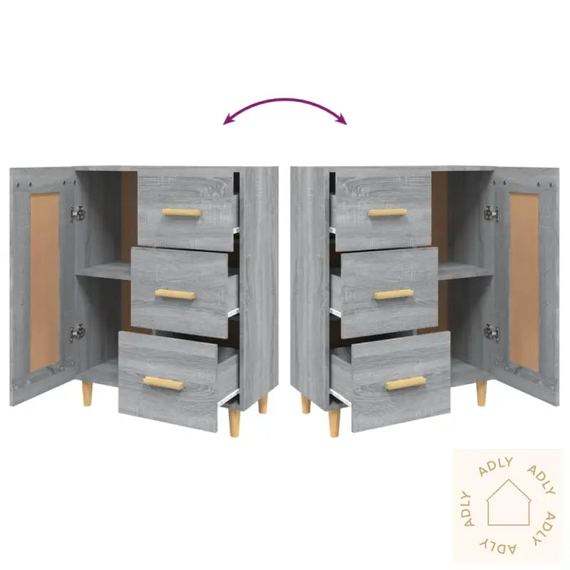 Skjenk Grå Sonoma 69,5X34X90 Cm Konstruert Tre