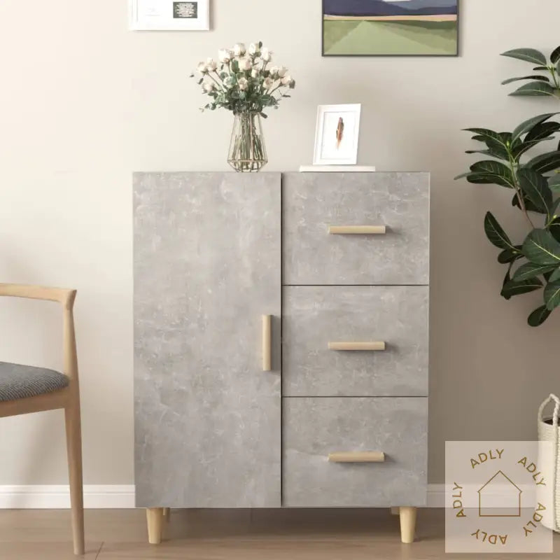 Skjenk Betonggrå 69,5X34X90 Cm Konstruert Tre