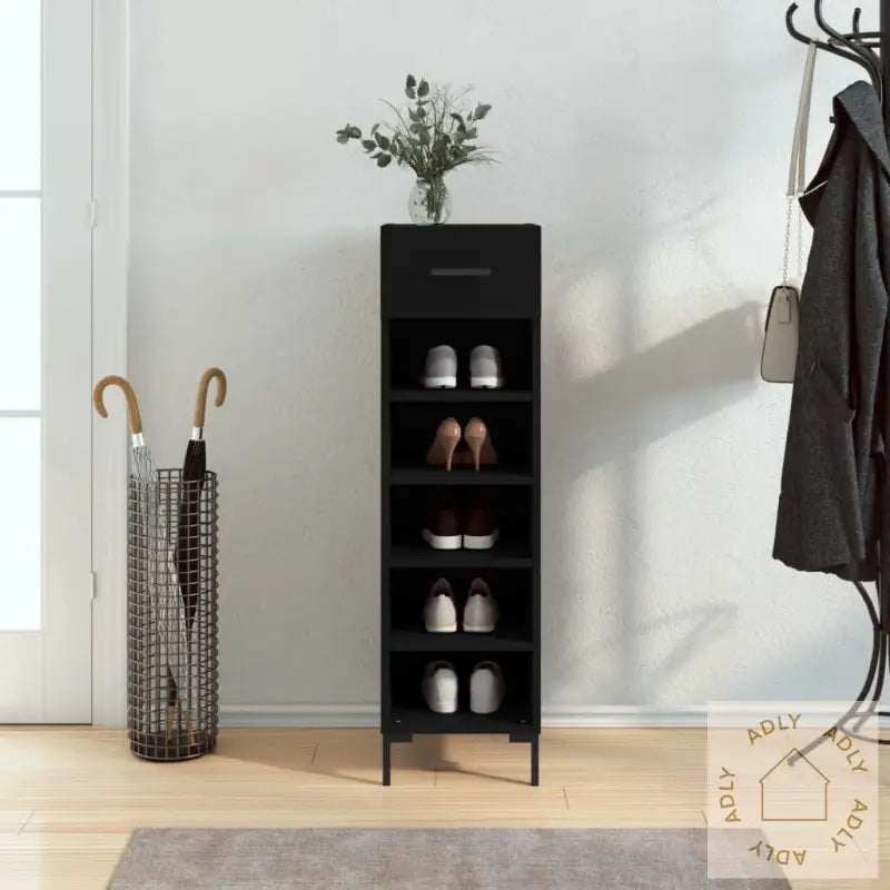Skohylle Svart 30X35X105 Cm Konstruert Tre