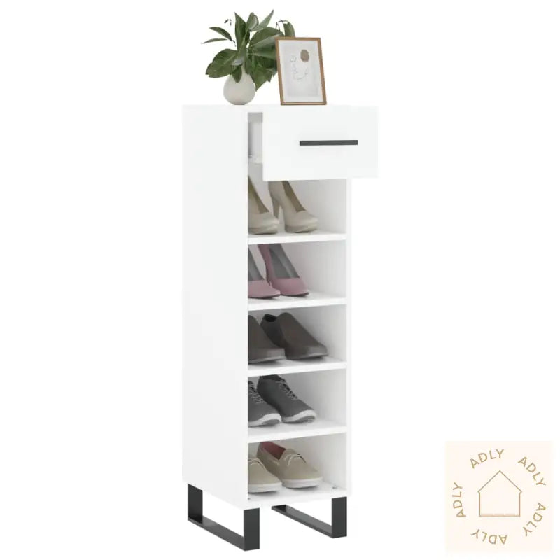 Skohylle Hvit 30X35X105 Cm Konstruert Tre