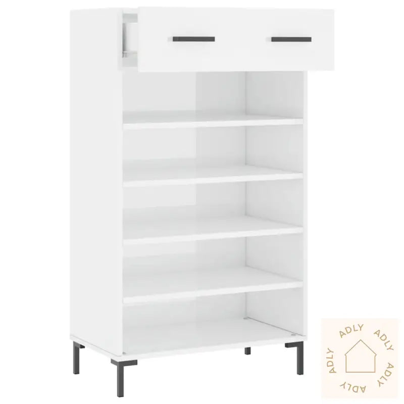 Skoskap Høyglans Hvit 60X35X105 Cm Konstruert Tre