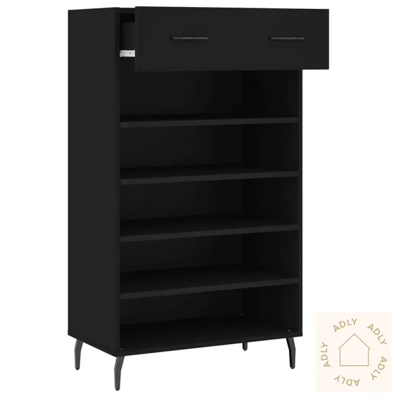 Skohylle Svart 60X35X105 Cm Konstruert Tre