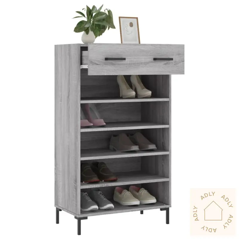 Skohylle Grå Sonoma 60X35X105 Cm Konstruert Tre