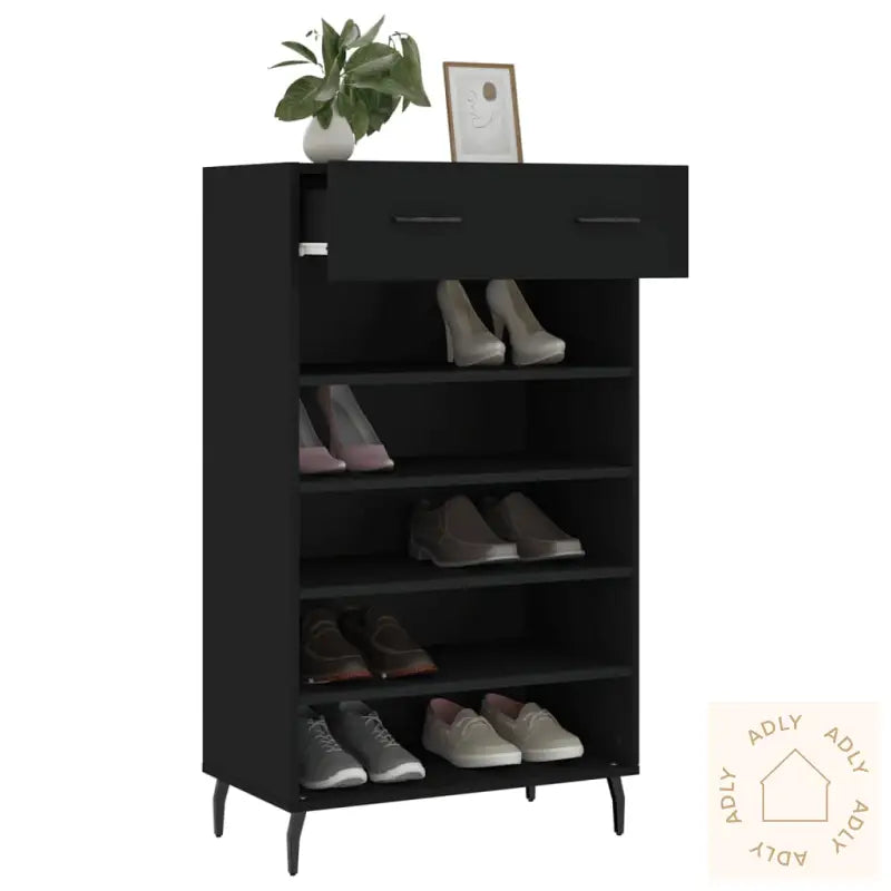 Skohylle Svart 60X35X105 Cm Konstruert Tre