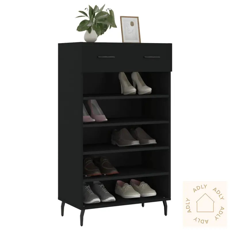 Skohylle Svart 60X35X105 Cm Konstruert Tre
