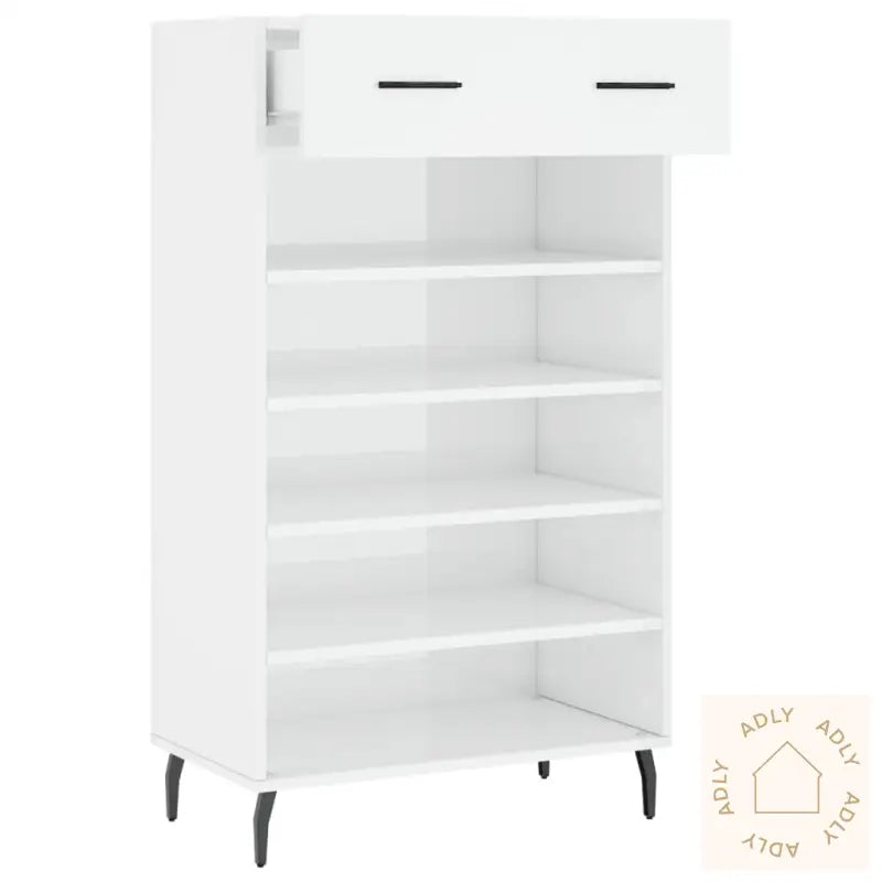 Skoskap Høyglans Hvit 60X35X105 Cm Konstruert Tre