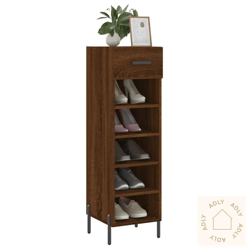 Skohylle Brun Eik 30X35X105 Cm Konstruert Tre