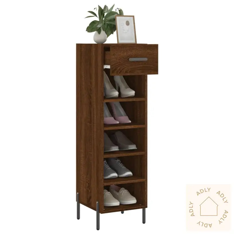 Skohylle Brun Eik 30X35X105 Cm Konstruert Tre