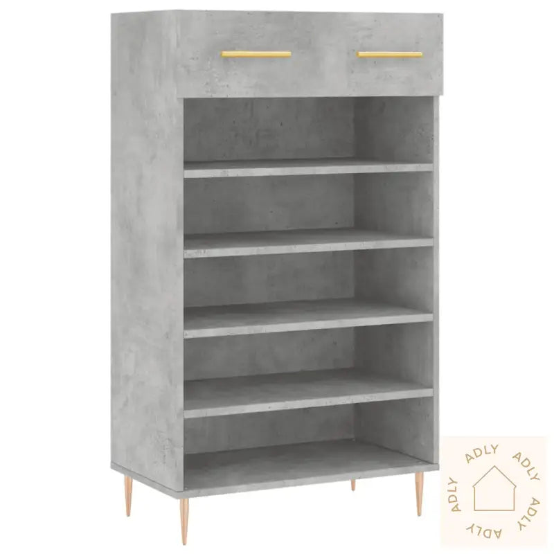 Skohylle Betonggrå 60X35X105 Cm Konstruert Tre