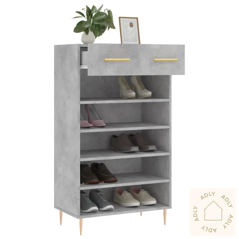 Skohylle Betonggrå 60X35X105 Cm Konstruert Tre