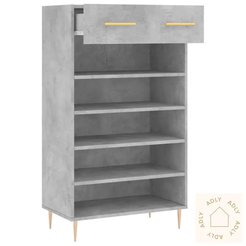 Skohylle Betonggrå 60X35X105 Cm Konstruert Tre