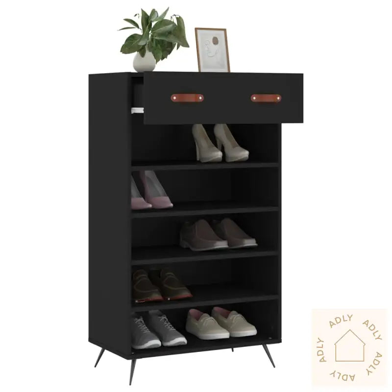 Skohylle Svart 60X35X105 Cm Konstruert Tre