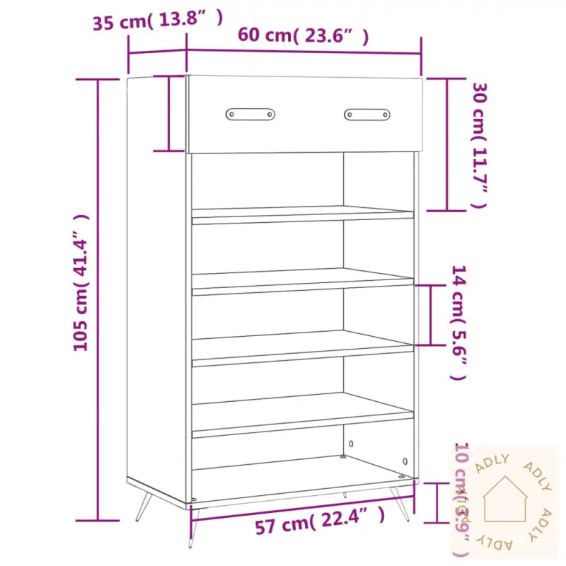 Skohylle Svart 60X35X105 Cm Konstruert Tre