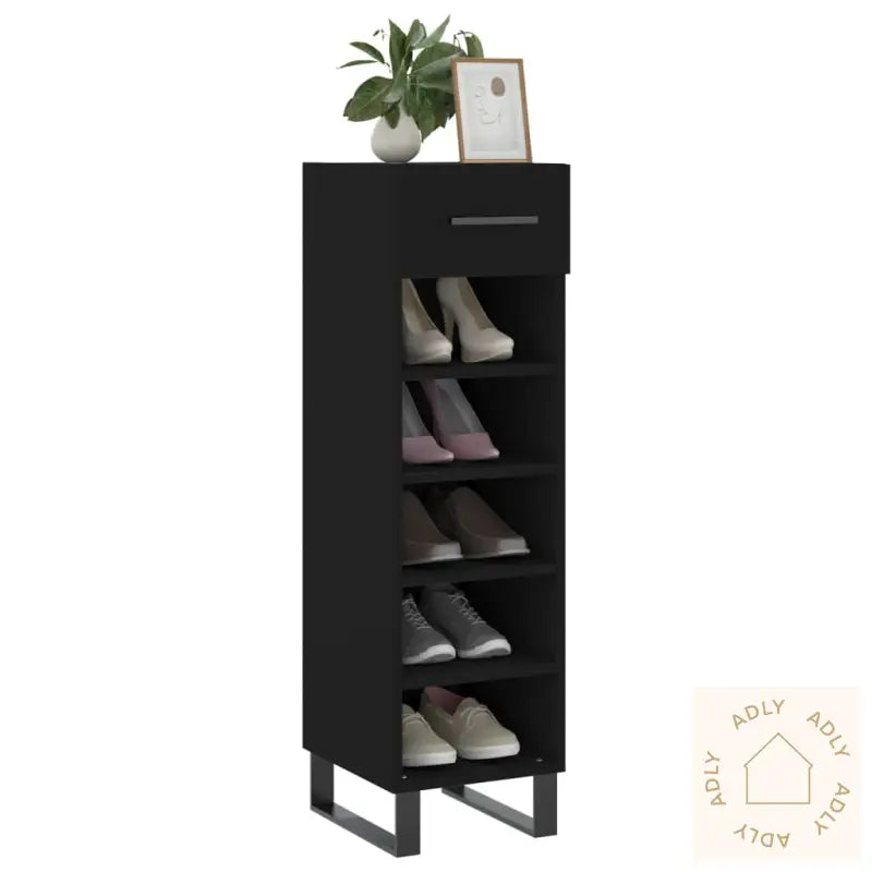 Skohylle Svart 30X35X105 Cm Konstruert Tre