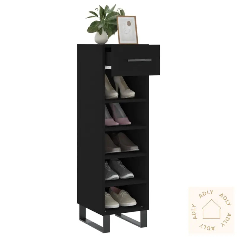 Skohylle Svart 30X35X105 Cm Konstruert Tre