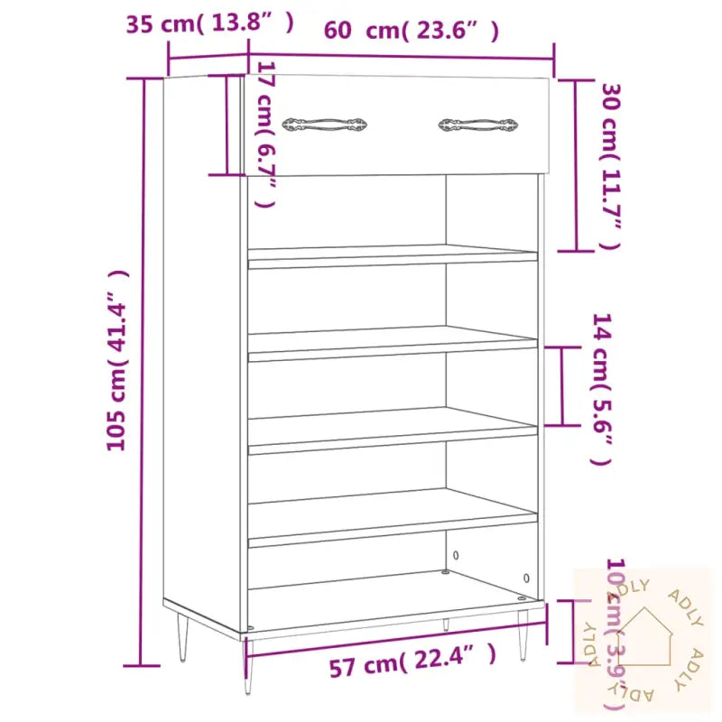 Skohylle Hvit 60X35X105 Cm Konstruert Tre