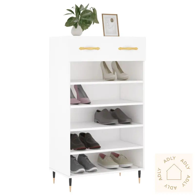Skohylle Hvit 60X35X105 Cm Konstruert Tre