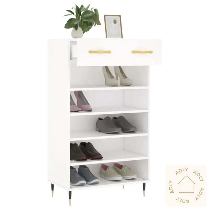Skohylle Hvit 60X35X105 Cm Konstruert Tre