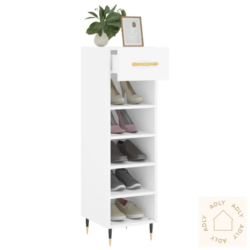 Skohylle Hvit 30X35X105 Cm Konstruert Tre
