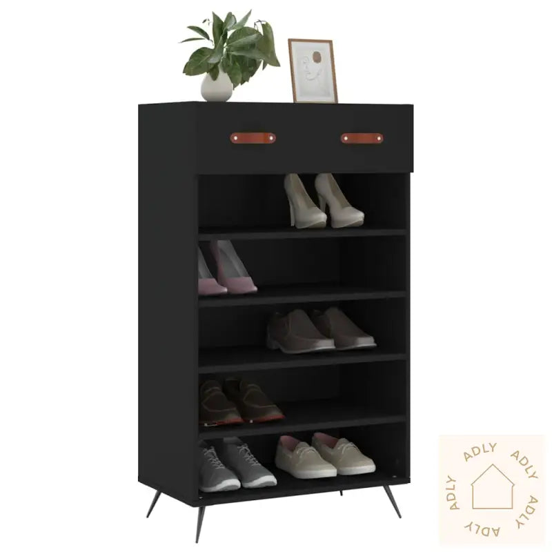 Skohylle Svart 60X35X105 Cm Konstruert Tre