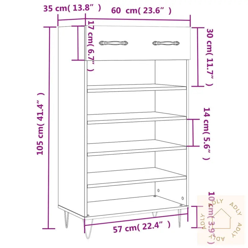Skohylle Sonoma Eik 60X35X105 Cm Konstruert Tre