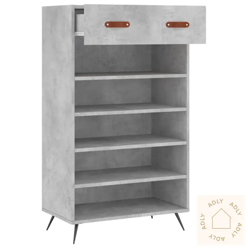 Skohylle Betonggrå 60X35X105 Cm Konstruert Tre