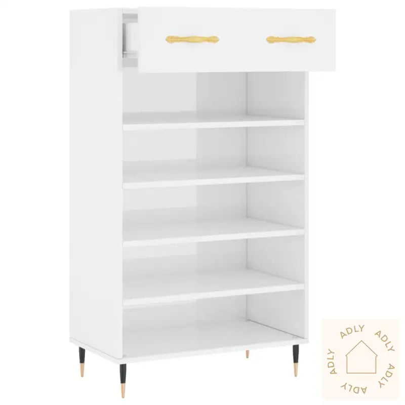 Skoskap Høyglans Hvit 60X35X105 Cm Konstruert Tre