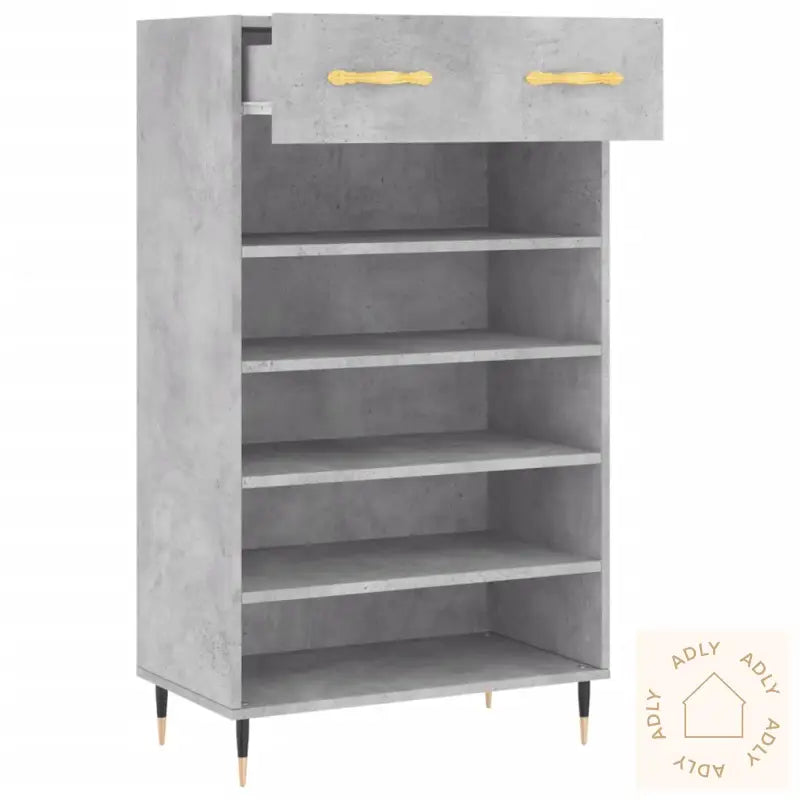 Skohylle Betonggrå 60X35X105 Cm Konstruert Tre