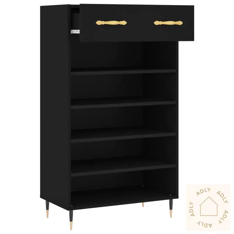 Skohylle Svart 60X35X105 Cm Konstruert Tre